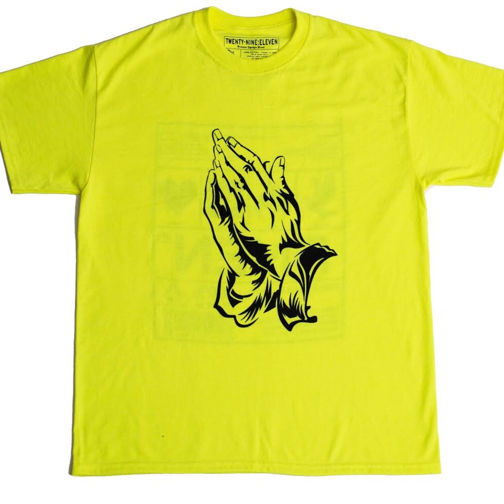 The2911.com Amen The Warning Label Neon Green Tee